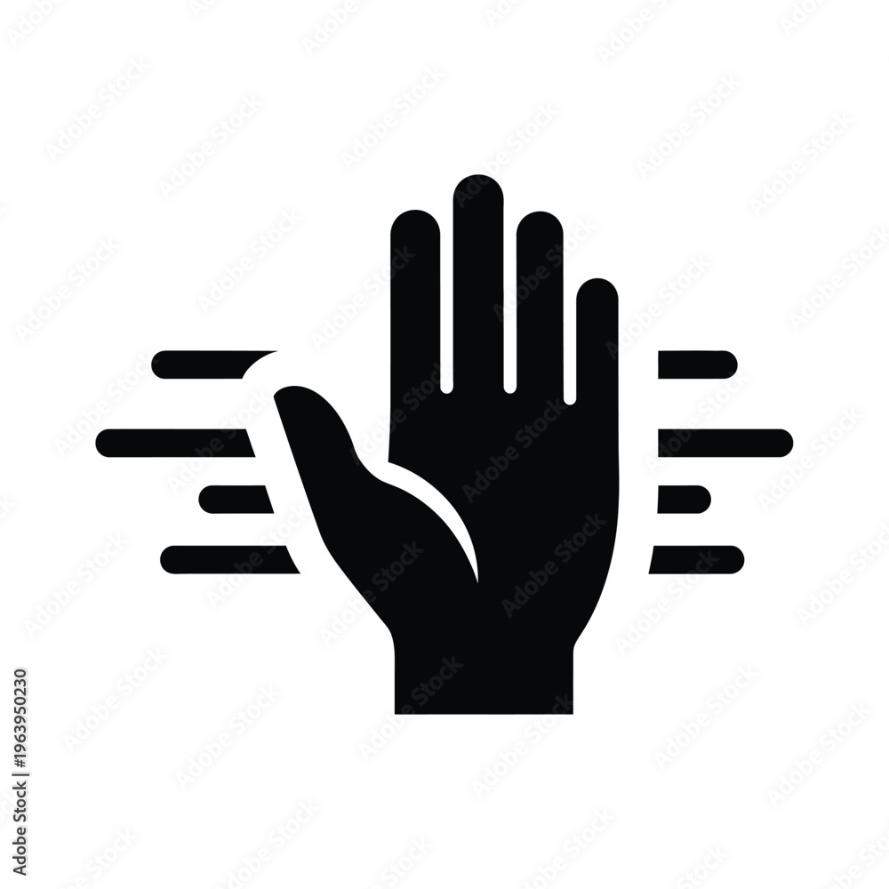 Obraz premium Illustration of vector hand gesture with motion lines symbolizing stop or rejection in a dynamic illustration style