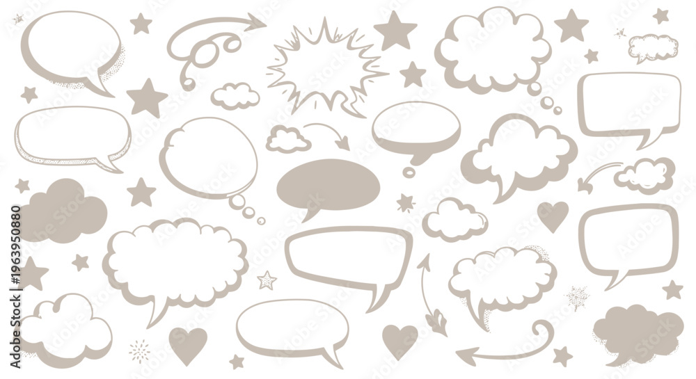 Fototapeta premium Colorful cartoon speech bubbles and conversation icons