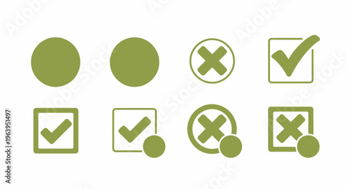 Check mark and cross icons in green and red
