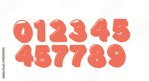 Red 3D numbers set on white background