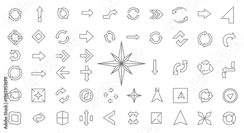 Collection of various navigation and direction icons