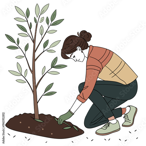 Person Planting Tree by Hand gardening