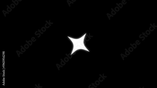 Twinkling stars animation, white cartoon, flat, vector, doodles style stars blinking, glitter on black screen background