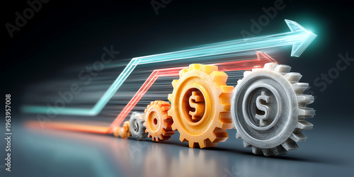 Mechanical financial system where slowing expense gears improve profitability through reduced overhead operational costs