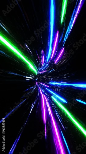 Abstract Flowing Neon Light Tunnel Motion Footage Showcasing Vibrant Digital Technology Journey Through Space And Time With Dynamic Energy And Futuristic Speed Animation Clip