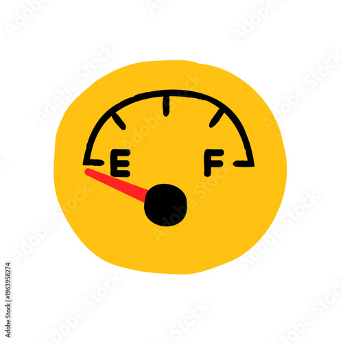 Hand Drawn Illustration of Run Out of Gas
