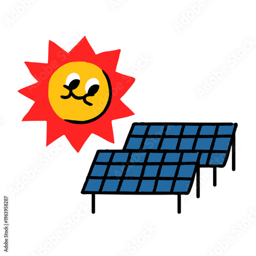 Hand Drawn Illustration of Solar Cells