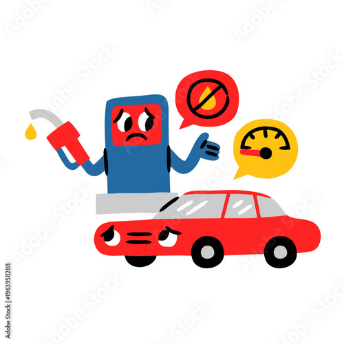 Hand Drawn Illustration of Temporarily No Fuel