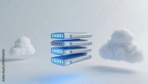 Stack Of SSD Drives Floating In Air Representing Data Storage And Cloud Backup Concept Minimal Background
