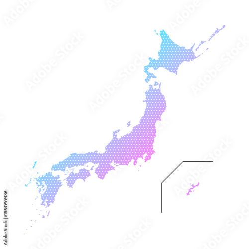 かわいい日本地図のイラスト素材 ネオンカラー 蛍光色