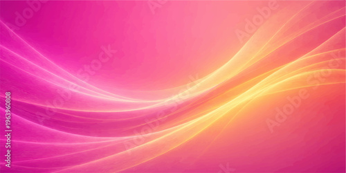 Abstract pink background with flowing purple lines and colorful light curves creates a smooth motion pattern for a vibrant vector illustration wallpaper