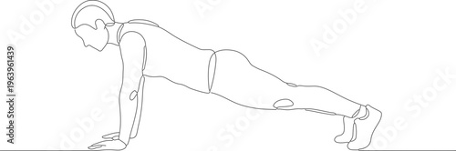 Minimalist Line Art Plank Exercise Illustration Fitness Body Training