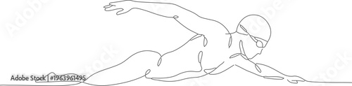 Continuous Line Art Illustration of Professional Swimmer Athlete Doing Butterfly Stroke