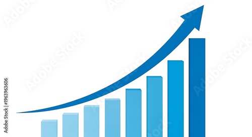 Free Download Rising gradient blue bar chart growth trend with increasing column heights on white background increase - GFXLoad