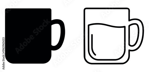 Coffee Cup Icons Black White Representing Stock Vector