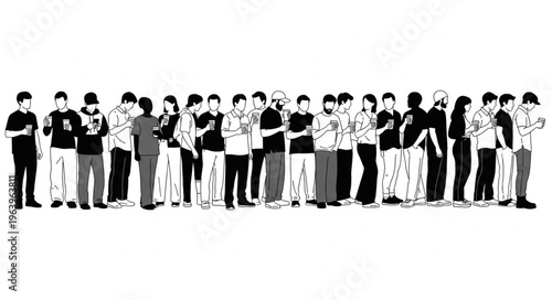 A Diverse Group of People Standing Together in a Line.