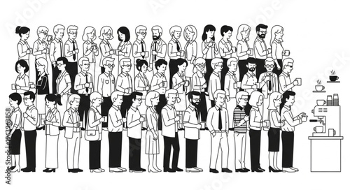 A Diverse Group of People Standing Together in a Crowd Illustration.