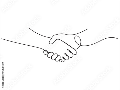 Foto Minimalist continuous line art drawing of a handshake, Handshake Continuous Line