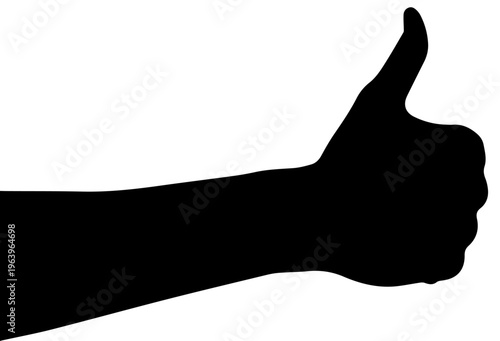 Black Hand Silhouette Showing Thumbs Up Gesture Vector Illustration Isolated on White Background