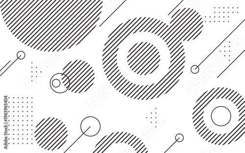 Abstract Memphis Geometric Pattern with Circles Lines and Dots Modern Background, suitable for posters, wallpapers, branding, social media, and contemporary design needs.