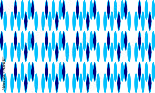 blue oval capsule and diamond block background, design for fabric print or t-shirt paint screening, rectangular horizontal row