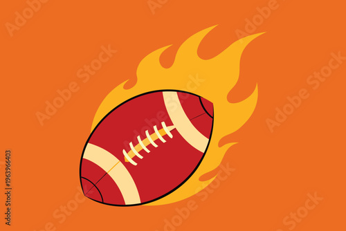 Hot fire american football silhouette for sports team logo.