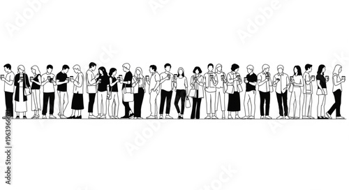 A Diverse Group of People Standing in a Line.