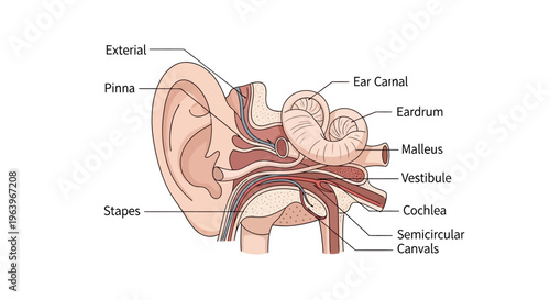 Anatomy of the Human Ear A Detailed Illustration Showing the Structure and Function of the Auditory System