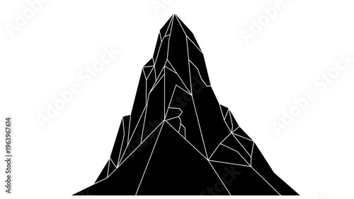 black mountain silhouette with white lines