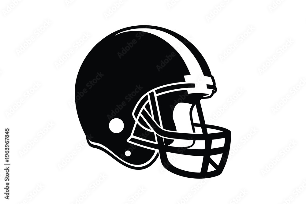 Fototapeta premium American football helmet silhouette isolated on white background.