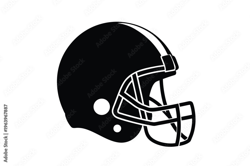 Fototapeta premium Minimalist sport equipment silhouette, american football helmet.