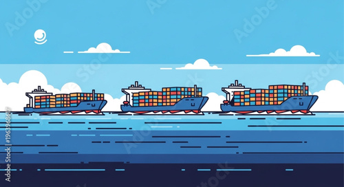 Container Ships Sailing on the Ocean with Cargo.