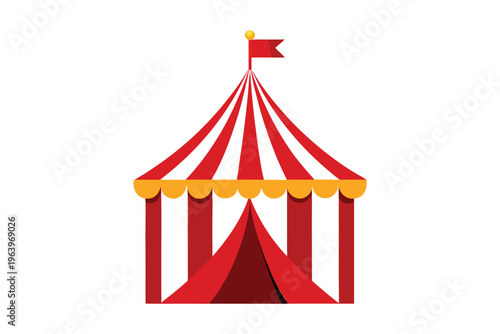 Carnival big top tent isolated on white background.