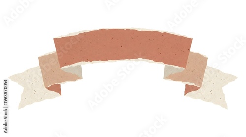 Wallpaper Mural Arched vintage torn paper ribbon banner, rustic terracotta paper cut illustration
 Torontodigital.ca