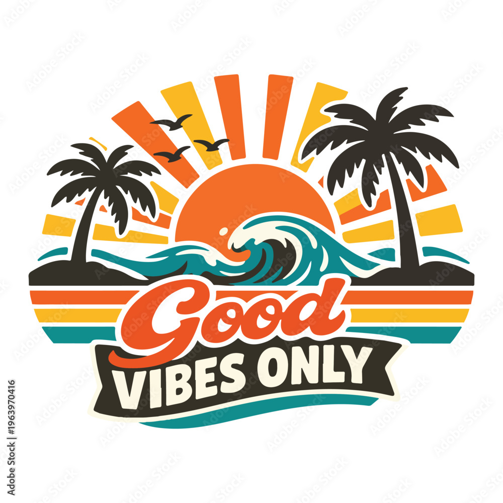 Obraz premium Retro Tropical Sunset Vibes