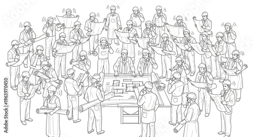 A group of people gathered around a table in a meeting.