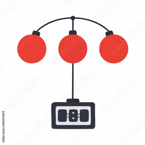 Flat Style Alarm Clock with Swinging Balls Pendulum Decoration Illustration