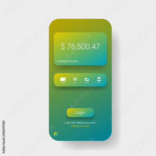 Green Gradient Digital Wallet Mobile App Main Screen Interface