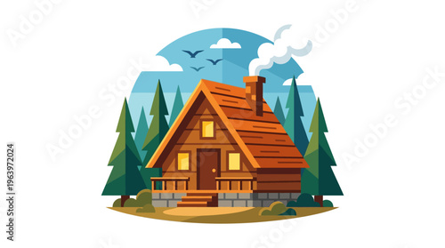 A Frame Wooden House Cabin.