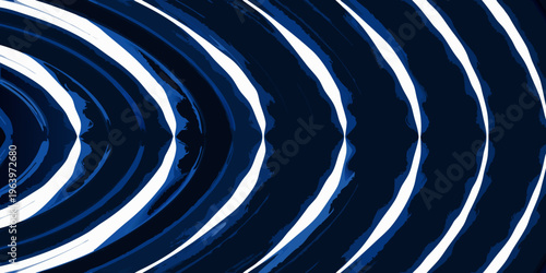 Abstract concentric circles in shades of blue and white