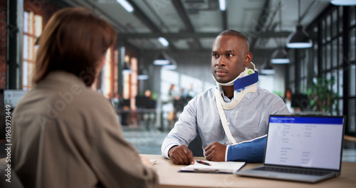 Tableau sur toile An Injured Worker Uses Crutches