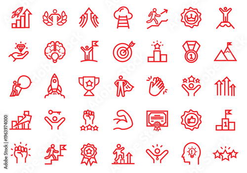 Motivation icon set. Editable line icons. Vector illustration.
