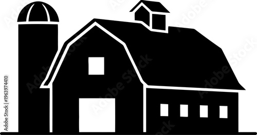Farm Barn Silhouette Vector
