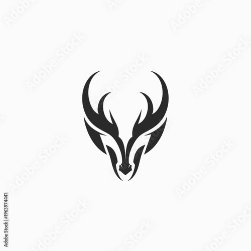 Abstract deer head silhouette logo design on a clean white background