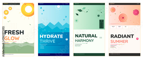 Healthy summer poster design, wellness advertisement layout, fitness magazine cover, nutrition brochure template, organic lifestyle flyer, fresh editorial branding, vibrant health marketing visual