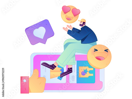 Holiday shopping people doing e-commerce online shopping flat vector concept operation hand drawn illustration
