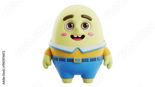 Cute cartoon character wearing a blue shirt and tie with a cheerful expression Vector