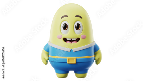 A cheerful cartoon character dressed in a blue and yellow outfit with a friendly smile Vector