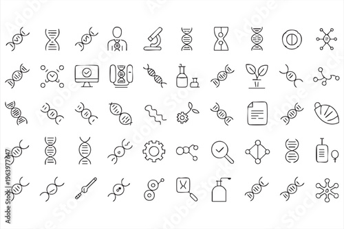 Genome Analysis and Bioinformatics Icon Set for Biotechnology Projects