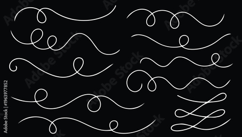 Elegant Curls and Swirls: A collection of graceful, minimalist lines, each meticulously crafted to evoke a sense of refined beauty, perfect for adding a touch of sophistication to any design.